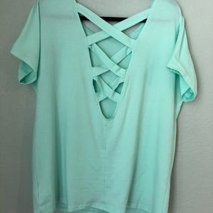 NWOT XXL Mint green cross cross back tee